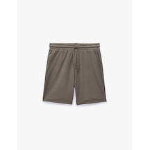 Koton Pamuklu Regular Fit Beli Bağcıklı Cepli İnterlok Kumaş Bermuda Şort Haki 7wam40043mk
