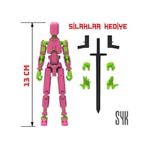 Robot 13 Dummy Pembe Yeşil Tüm Eklemleri Hareketli Aksiyon Figürü Oyuncak