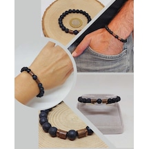Lav & Oniks Taşı 8mm Unisex Tasarım Bileklik Hawaii Model 9028 Çok Renkli