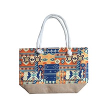 Etnik Kilim Desen Temalı Fermuarlı Plaj Çantası 5684431