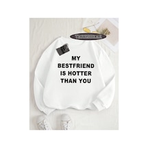 Tarzsokak Biskilet Yaka Sweatshirt Beyaz My Bestfriend Özel Tasarım