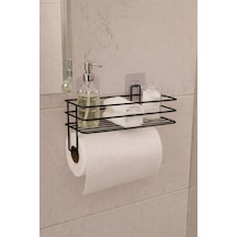 Yapışkanlı Raflı Kağıt Rulo Havluluk Peçetelik Havlu Kağıtlık Siyah Banyo Mutfak Düzenleyici Raf Shr-01 siyah