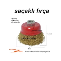 Çanak Fırça 50 Saçak Sarı Fırça Tel Fırça Sarı Telli Taşlama Fırç