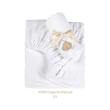 Tinylamb Lastikli Bebek Çarşafı 60x120 CM - 2 Adet Organik Beyaz Renk