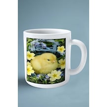 Civciv Baskılı Kupa Bardak Çift Taraflı Kişiye Özel Çerçeveli Renkli Model 10 Çok Renkli