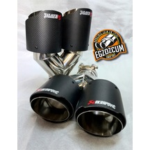 90 Mm. Akrapoviç Egsoz Eksoz Ucu İçi Krom Dual Çiftli Mat Karbon Sağ/sol Takım Uyumlu