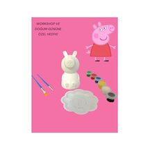 3d Domuz Peppa Pig Figür Boyama Seti - Kendin Boya Hobi Ve Etkinlik Seti - Akrilik Boya + 2 Fırça