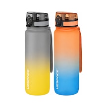 Uzspace 2'li Tritan Matara Seti 800 Ml Çift Renk Softtouch Ff Collection Tritan Su Matarası Grisarı-turuncumavi