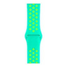 Apple Uyumlu Watch 38-40mm Silikon Kayış - Su Yeşili / Sarı
