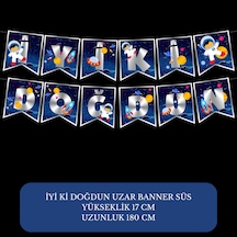 İyi Ki Doğdun Uzay Temalı Uzar Süs Banner 180 Cm Tüm Yaşlar