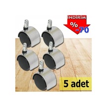 Depolife Koltuk Ayağı Sandalye Tekerleği Ofis Koltuğu Tekerleği 5 Ad Krom