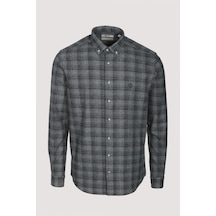 Erkek Gömlek Haki Uzun Kol Ekose Kareli Flanel Yün Tuşeli Slim Fit Düğmeli Yaka Shirt Ncs Jeans 7266-haki Haki