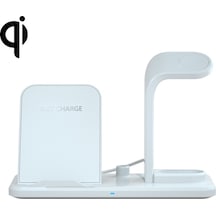 Rogfer N35 3'ü 1 Arada Ayrı Tasarım İphone Uyumlu, Watch, Airpods Uyumlu Beyaz İçin Hızlı Kablosuz Şarj Cihazı