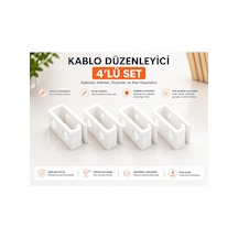 Veriqo 3d 4'lü Kablo Düzenleyici Kablo Sabitleyici Kablo Tutucu Vida Montajlı Kablo Klipsi