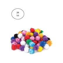 Puti Pom Pom Karışık Metalik 10mm-20mm-30 Mm 24'lü Çok Renkli