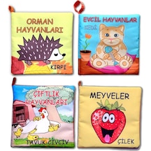 4 Kitap Tox Meyveler , Çiftlik , Orman Ve Evcil Hayvanlar Kumaş Sessiz Kitap T055 T049 T058 T110 - Bez Kitap , Eğitici Oyuncak , Yumuşak Ve Hışırtılı