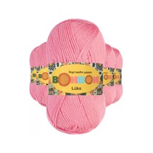 5 Adet Lüks Patik İpi Yünü Koyu Pembe 98298 - Bonbon Mudanis 000 Açık Krem