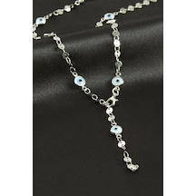 Nazar - 834 - Mineli Y Kolye - - Glblseme - Gümüş Rengi
