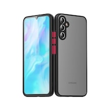 Galaxy A54 Kapak Kamera Korumalı Kenarlı Renkli Düğmeli Arkası Mat Silikon Kılıf - Siyah 50 x 22