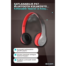 Katlanabilir P47 Bluetooth Kablosuz Kulakustu Kulaklik Mikrofonlu 1 Adet Bx-313572