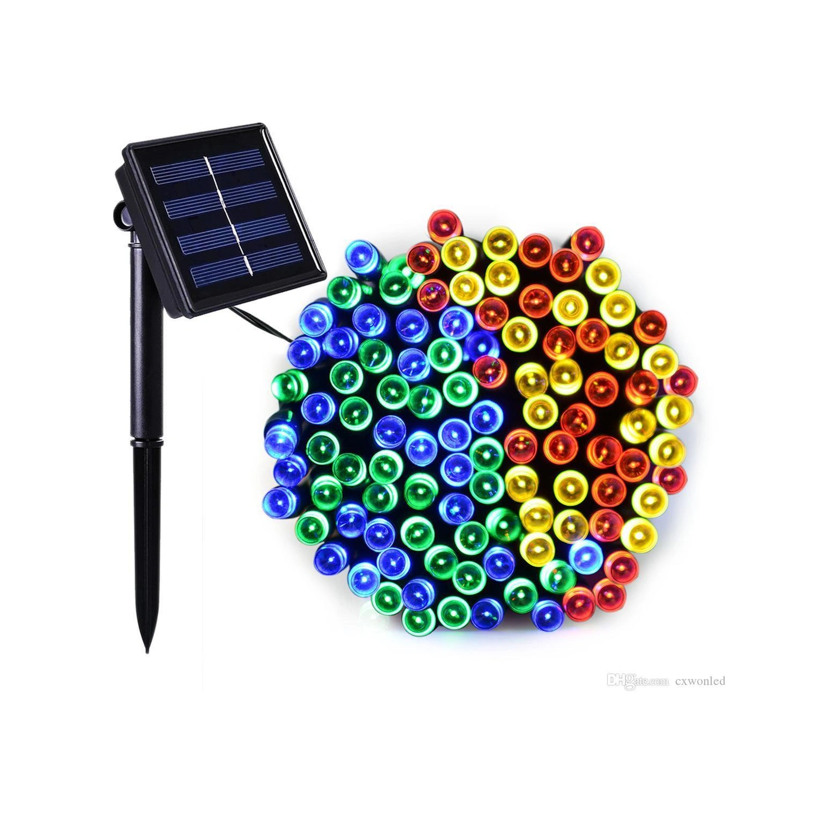 Sge Teknoloji Güneş Enerjili 100 Led 12 Metre Rgb Çok Renkli Bahçe Aydınlatması Led Işık