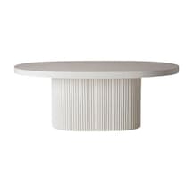 Terra Oval Natural Ahşap Bohem Masa 80x160 Beyaz