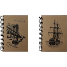 Tokaç 16x23 Kraft Spiralli Defter 80 Yp. Kareli 2'li
