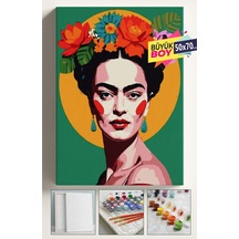 Sayılarla Boyama Seti Numaralı Tuval Fırça Boya Dahil Kasnaklı Set 50x70 Cm - Kahlo