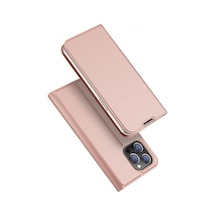 More TR Dux Ducis Apple Uyumlu iPhone 14 Pro Max 6.7 Kılıf Skin Pro Series Flip Cover Kapaklı Kılıf - Rose Gold