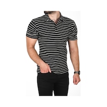 Deepsea Erkek Siyah Slim Fit Nefes Alan Pamuklu Polo Yaka Tişört Dar Kesim Örme Kumaş Tişört 2501207 Siyah