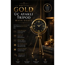 Vintage Prestige Üç Ayaklı Metal Masa Saati Gold