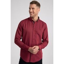 Tudors Slim Fit Dar Kesim Uzun Kol Erkek Gömlek-23354 Fuşya