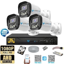 3 Kameralı 250gb-5mp Gece Renkli Gülen Yüz 1080p Fullhd Kamera Set-su Gecirmez-sabit İp Gerektirmez