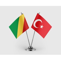 Kongo Cumhuriyeti Ve Türkiye Bayrağı İkili Saten Masa Bayrağı Takımı Diğer