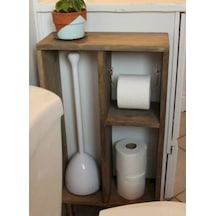 Kuzela Ahşap Tuvalet Kağıtlığı Raf Düzenleyici Ceviz