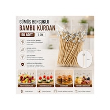 Silver Boncuklu Bambu Kürdan 9 Cm 50 Adet - 913892161