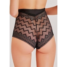 Magic Form 948 Zigzag Dantelli Yüksek Bel Külot - Siyah Siyah