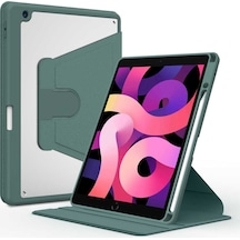 İpad 10.2 2020 8.nesil A2270-a2428-a2429-a2430 Uyumlu 360 Dönebilen Standlı Nayn Tablet Kılıfı - Koyu Yeşil - T19643