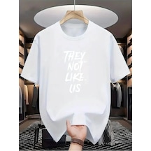 Tarzsokak Unisex They Not Like Us Baskılı Oversize Beyaz