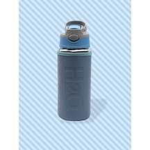 H2o Deri Kılıflı Pipetli Cam Matara 500 Ml Mavi