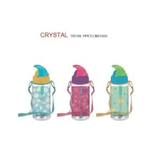Gıpta Crystal Tritan Desenli Pipetli Matara 500 Cc Mavi
