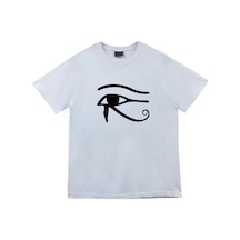 Stoned&Fame Unisex Beyaz Ra'nın Gözü Baskılı T-shirt Beyaz