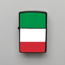 İtalya Italy Klasik Ülke Bayraklı - Benzinli Siyah Çakmak - Hediyelik Siyah