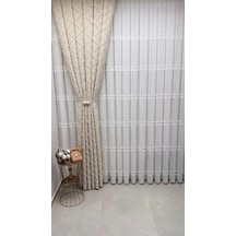 Nivemeshome Sedef 3-0006 V2 Bej 13 Pileli Fon Perde 60x280