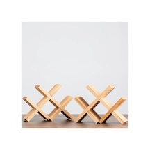 Woodteks Ahşap Şaraplık Masaüstü Şarap Şişesi Rafı Minimalist Şişe Tutucu