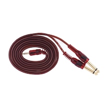 Xindoker 1.5m 3.5mm Stereo'dan Çift 6.35mm'a Ses Kablosu - Bilgisayar Mikser Bağlantısı, Ofc İletken, Çift Koruma