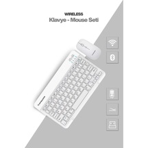 Beyaz Kablosuz Klavye Ve Mouse Seti Renkli