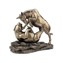 Veronese Wild Collection Bronz Renk Ayı ve Boğa Figürü 19cm