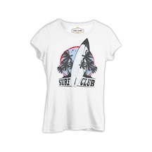 Surf Club - Board Beyaz Kadın Tshirt 001