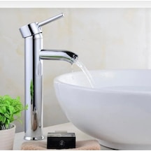 İsaoğlu Yapı Çanak Lavabo Bataryası Gümüş Lavabo Bataryası Yüksek Çanak Lavabo Musluğu Modern Tasarım Gümüş